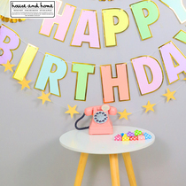 Marka color happy birthday letter hanging flag flag flag baby decoration hot stamping childrens party background wall