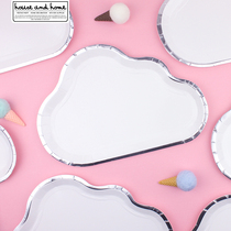 ins clouds Rainbow Star plate paper plate dish party picnic tableware disposable paper plate cartoon baby birthday decoration