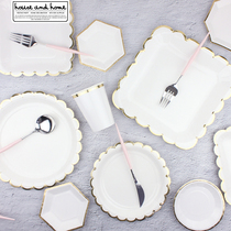 Disposable thick paper plate party layout Net red picnic plate barbecue supplies birthday party decoration tableware