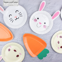 Disposable paper plate cute cartoon baby birthday party tableware rabbit Carrot Creative kindergarten handmade