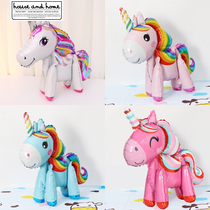 3D three-dimensional cartoon unicorn theme baby childrens first birthday arrangement Baoli horse balloon party decoration
