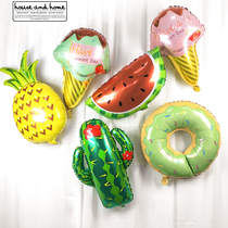 ins Hawaiian fruit Party ice cream doughnut watermelon pineapple children aluminum film decorative balloon