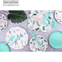Disposable environmental protection tableware paper plate paper cup Christmas tree dinner plate Christmas party decoration creative paper plate thickening