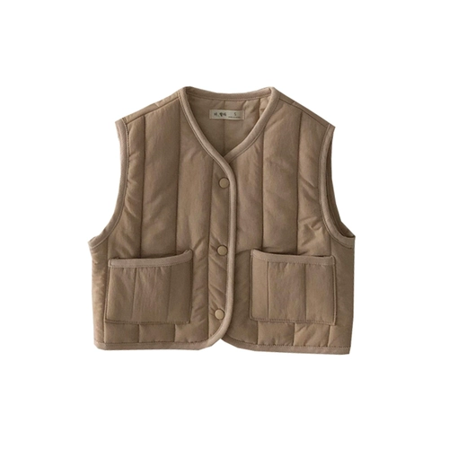 Брендовый демисезонный ретро пуховик, детский ветрозащитный жилет подходит для мужчин и женщин для девочек, в корейском стиле, детская одежда, в западном стиле