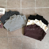 Spring and autumn Korean version of the baby T-shirt small high collar men and women baby simple and versatile soft long-sleeved baby base shirt
