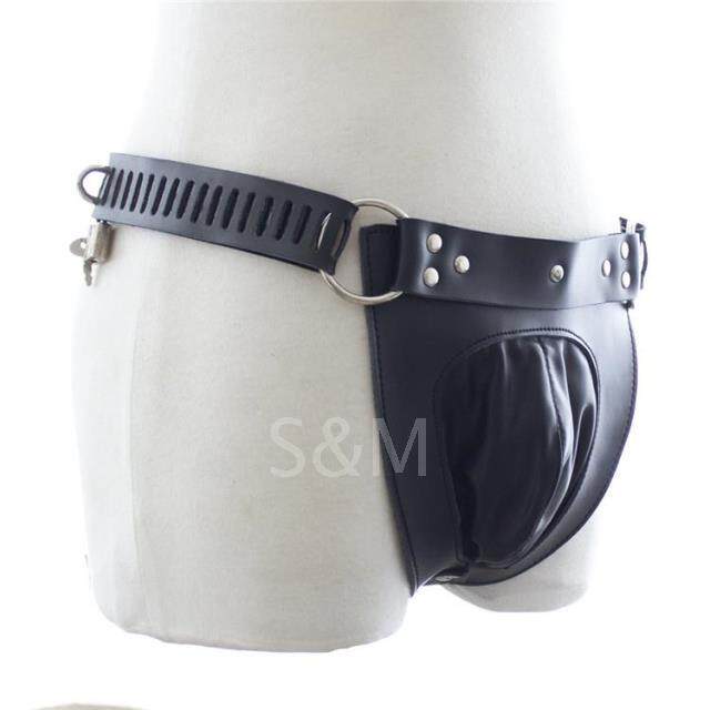 C pants men's sexy underwear leather belt lock men's chastity pants anti-derailment belt JJ set of underwear single thin belt