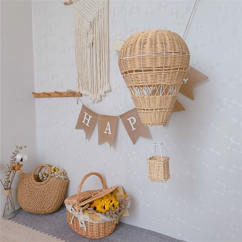 INS style hand woven real rattan hot air balloon for children's room photography display and home decoration equipment_voghion.com
