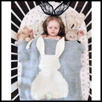 ins New middle and small childrens baby blanket Childrens and mens baby knitted blanket Meng Meng Rabbit air conditioning wool blanket