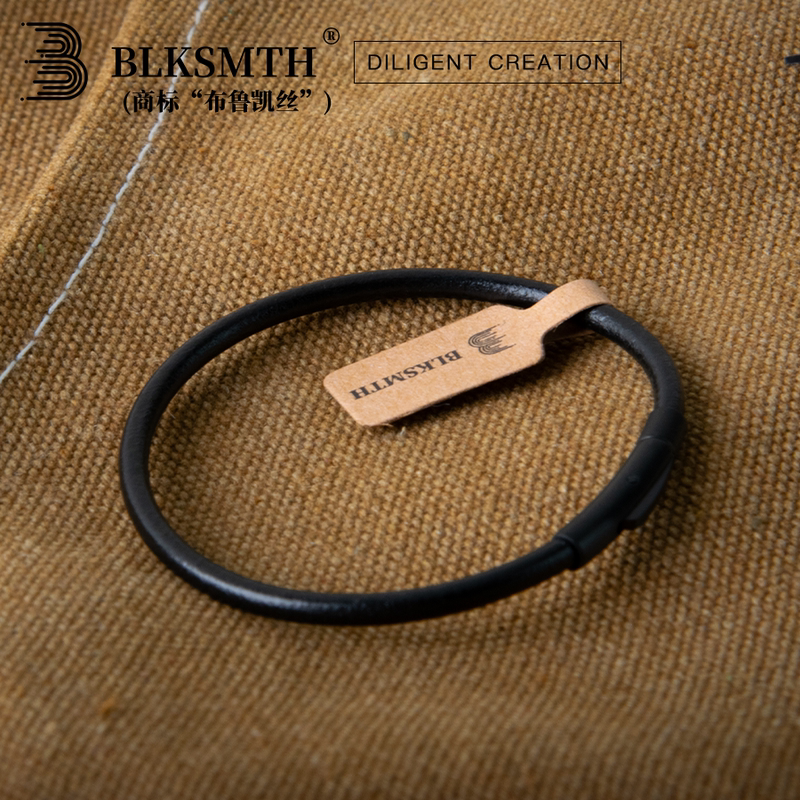 High-End Original Water-Dyed Cool Black Leather Bracelet, Black Leather Cord, Simple, Personalized, Fashionable, Retro, Unisex