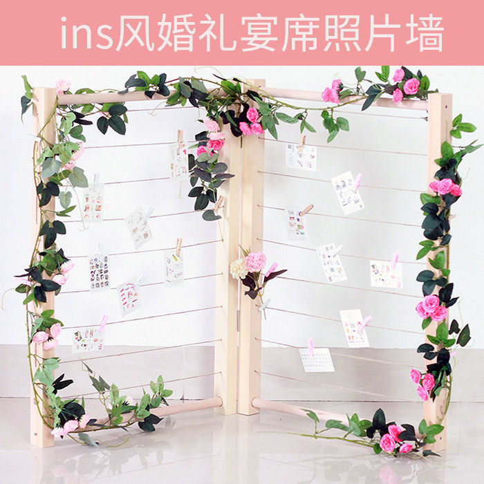 (Beauty) Inwind Hemp Rope Clip Photo Frame solid wood photo wall Desktop Artisanal Creative Sensual Decoration