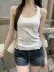 Korean Style Elegant Lace Splicing Design Slim Fit Round Neck Camisole for Women Summer New White Simple Base Shirt