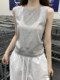 Commuting Versatile Round-Neck Sleeveless Outerwear Vest for Women, New Summer Korean Style Simple Gray Slim-Fit Camisole