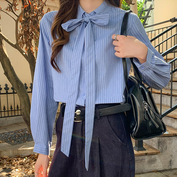 French-Style Striped Long-Sleeve Shirt for Women, New Spring Korean-Style Professional Single-Breasted Layered Top