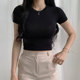 Spicy Girl Round Neck Modal Mask T-Shirt Women's Short-Sleeved Black Summer New Korean Style Slim High-Waisted Top Short Style
