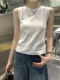 Commuting Versatile Round-Neck Sleeveless Outerwear Vest for Women, New Summer Korean Style Simple Gray Slim-Fit Camisole