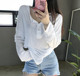 Pure Desire Irregular Button Mid-Length White T-Shirt for Women, Long-Sleeved, New Autumn Style, Loose Sun-Protective Top, Thin