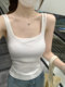 Gentle Cream-Colored Square-Neck Camisole with Chest Pads for Women, New Summer Slim-Fit Tank Top, Trendy Base Shirt for Women