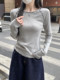 Casual Versatile Round Neck Raglan Sleeve T-Shirt for Women with Visible Stitching Design, New Spring Korean Style, Unique Slim Fit Top