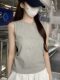 Versatile and Simple Gray Round-Neck Outerwear Vest for Women, New Summer Korean Style Basic Slim-Fit Sleeveless Vest