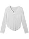 Chic V-Neck Buttoned Semi-Sheer White Long-Sleeve T-Shirt for Women, New Slim-Fit Pocket Base Shirt for Spring, Autumn, and Winter, Short Trendy Style