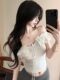 Pure Desire Style Lace-Up Off-Shoulder Patchwork Lace Short-Sleeve T-Shirt for Women, New Summer Sexy Tight-Fitting Short Top
