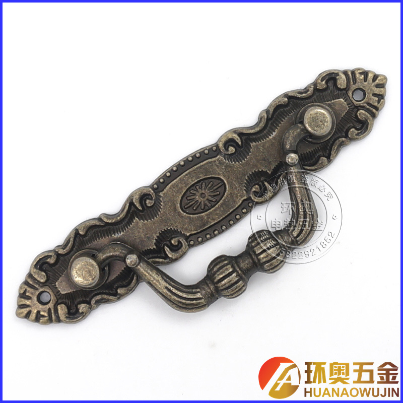 Gift Box Accessories Drawer Overall Cabinet Door Handle Wood Case Retro Alloy Handle Model 0612 Turquoise Bronze Color