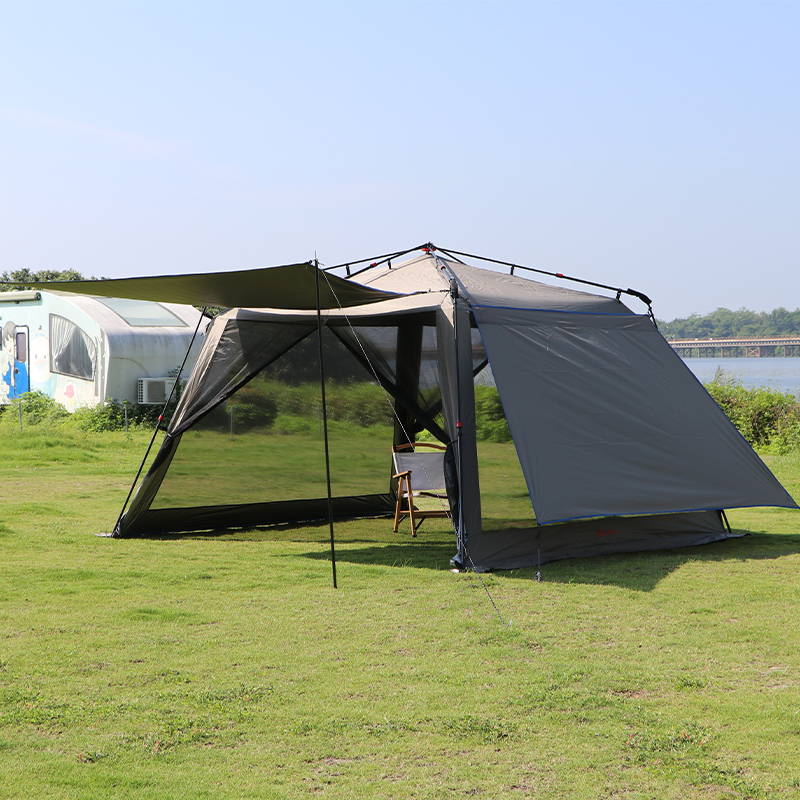 Titanium Silver Black-Coated Sunscreen Awning with Aluminum Poles, Fully Automatic Outdoor Canopy Tent for Camping, Mosquito-Proof Beach Sunshade Titanium Silver Black-Coated Sunscreen Awning with Aluminum Poles, Fully Automatic Outdoor Canopy Tent for Camping, Mosquito-Proof Beach Sunshade