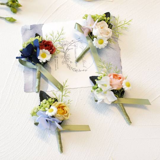 韩式西式男童西装胸花配饰伴郎伴娘婚礼胸花仿真玫瑰花苞儿童襟花