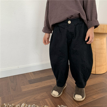 Muchenjia 2021 boys spring clothes new cotton stitching pants small children Mori loose wide leg ankle-length pants