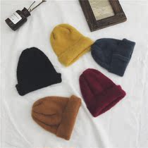 Autumn and winter new childrens candy color woolen hat for men and women baby solid color Joker knit cap warm ear protection
