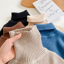 Boy 2020 new winter cotton wool high neck coat female baby Foreign style solid color warm base shirt