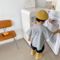 Boy 2021 summer new cotton long short sleeve T-shirt small children foreign-style bat half-sleeve shirt coat thin