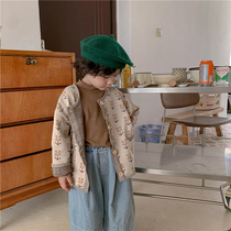 Boys 2021 autumn new cotton floral wool coat small childrens Forest Family foreign-style knitted cardigan jacket jacket