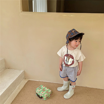 Muchenjia 21 boys summer new cotton lion short sleeve T-shirt female baby Foreign half-sleeved shirt round neck top