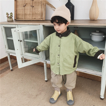 Boys New Winter 2020 Baby Contrast Collar Plus Velvet Shirt Children Corduroy Thick Shirt Jacket Cardigan