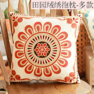 Field Suede Line Embroidered Back Cushion Thickened All Cotton Embroidered Holding Pillow Waist Close To Home Office Cloth Art Leaning Back
