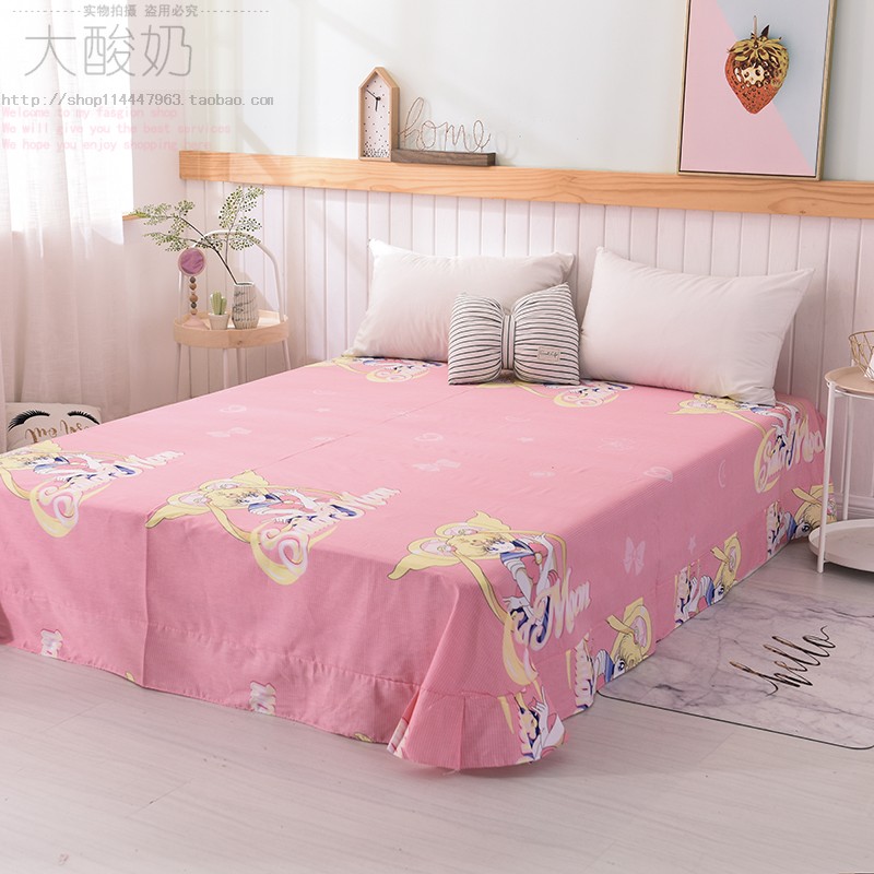 Bông vải đỏ trẻ em máy mèo 1,5m ký túc xá sinh viên độc thân tấm vải cotton nam và nữ - Khăn trải giường drap giường cotton