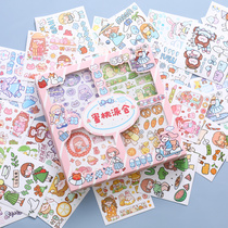 Girl heart hand account sticker 100 student cartoon diy tape 100 roll cute sticker material bag for decoration