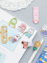 Japanese cute rabbit magnetic bookmarks ins cartoon metal book clip students use magnet book page clip Korean stationery