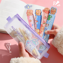 Japanese bear magnetic soft ruler multifunctional students with cute magnet rabbit ruler ins book stamp stationery