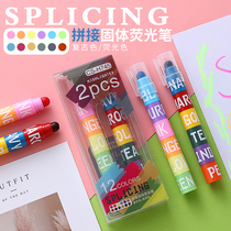 ins candy 12 color solid highlighter large capacity stroke key marker students with retro color pen hand account pen