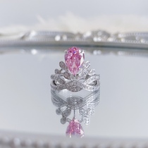 Artificial pink diamond crown ring dual use 18K white gold to figure custom synthetic color diamond choker art jewelry