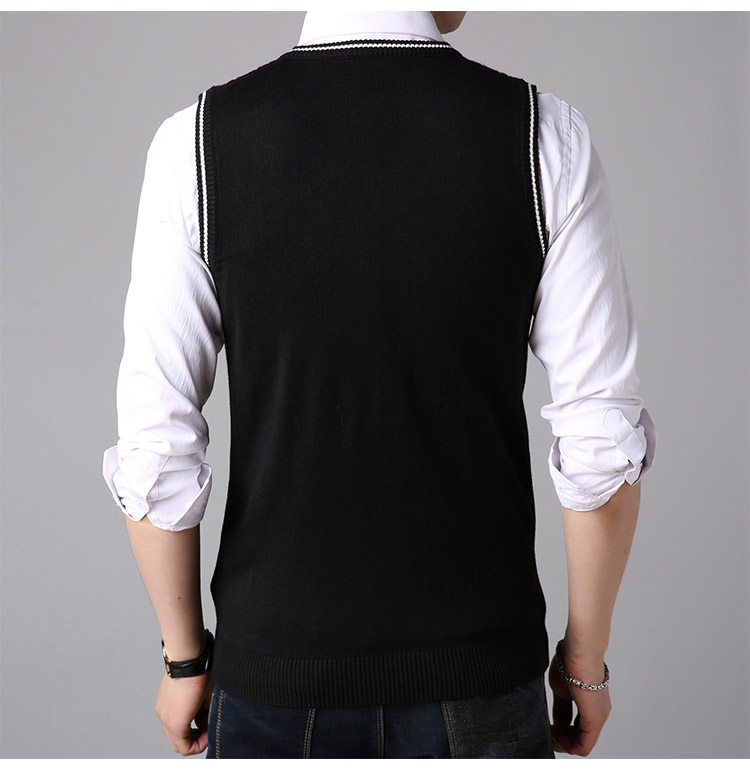 Mùa thu và mùa đông mỏng tay áo len vest nam v-cổ đan vest vest vai thanh niên Hàn Quốc áo vest nam triều áo len không tay