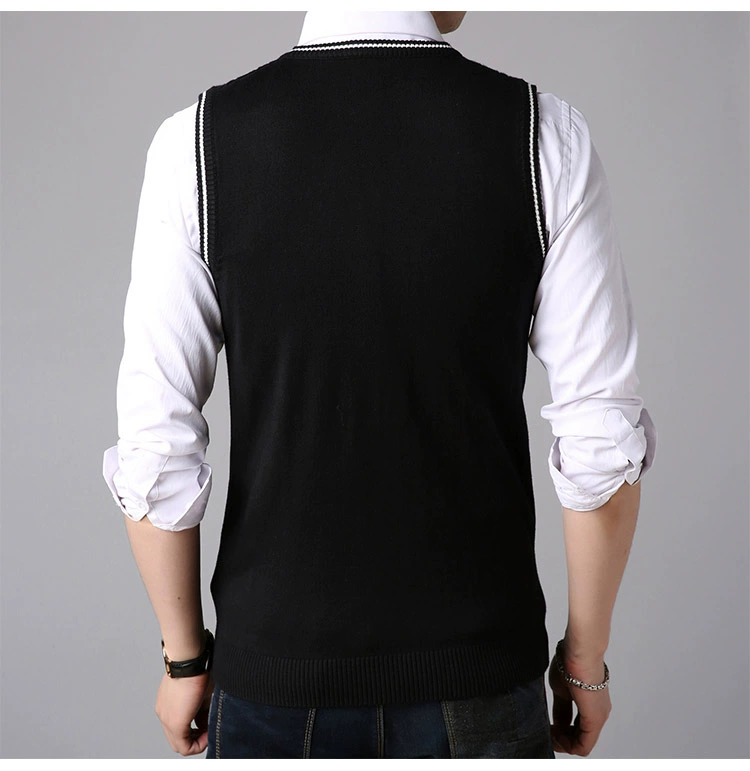 Mùa thu và mùa đông mỏng tay áo len vest nam v-cổ đan vest vest vai thanh niên Hàn Quốc áo vest nam triều