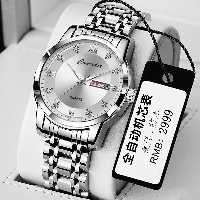 New Model Fully Automatic Mechanical Watch for Men, Waterproof, Trendy, Dual Calendar, Diamond-Encrusted, Fashionable, Luminous, Business, Genuine Swiss