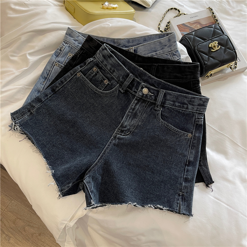 King Fryer ~ Pants Type Giant Zen Lean Loose A Character Wool Side Small Open Underpants Hot Pants Women Denim Shorts Summer New