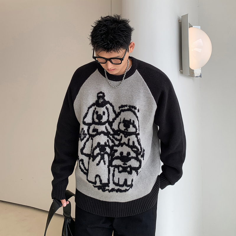 Vtos Vit Watson Plus-Size Men's Clothing Autumn and Winter Men's Casual Raglan Sleeve Jacquard Crew Neck Sweater Plus Size Vtos Vit Watson Plus-Size Men's Clothing Autumn and Winter Men's Casual Raglan Sleeve Jacquard Crew Neck Sweater Plus Size