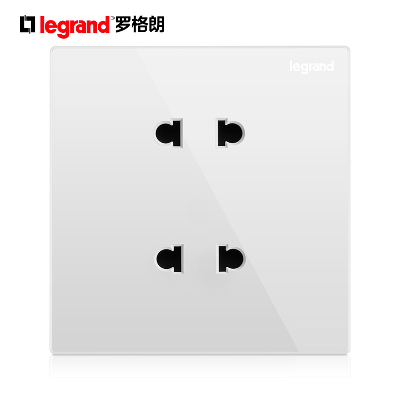 Legrand switch socket panel Shidian white double two flat round four-hole wall power home 86 type