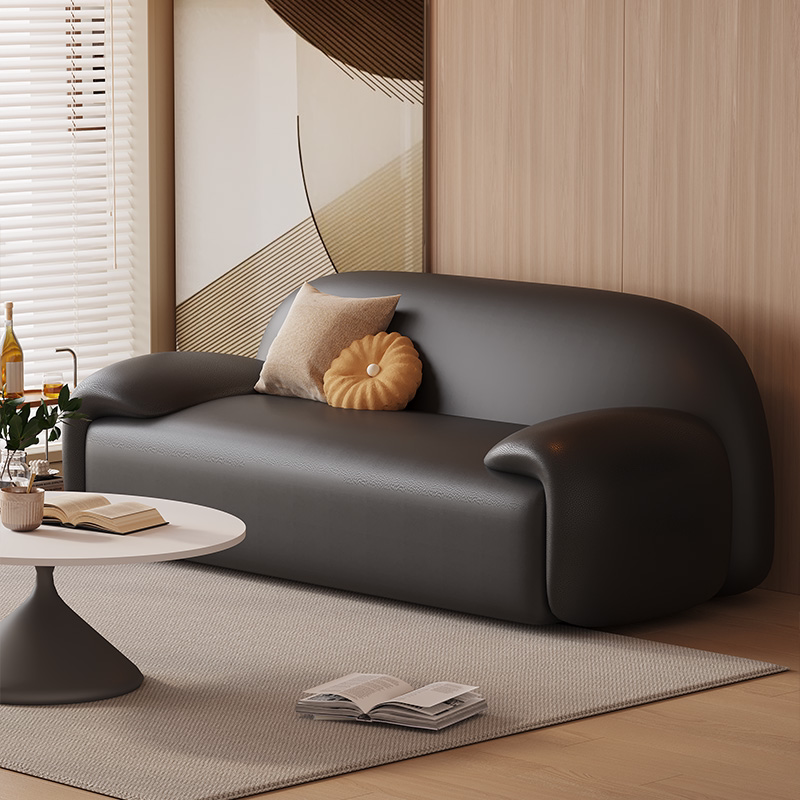 New Cream-Style Small Apartment Sofa 2026 Model, Scratch-Resistant and Wear-Resistant, Suitable for Living Room, Bedroom, Apartment, Straight-Row Cat-Scratch Leather Sofa