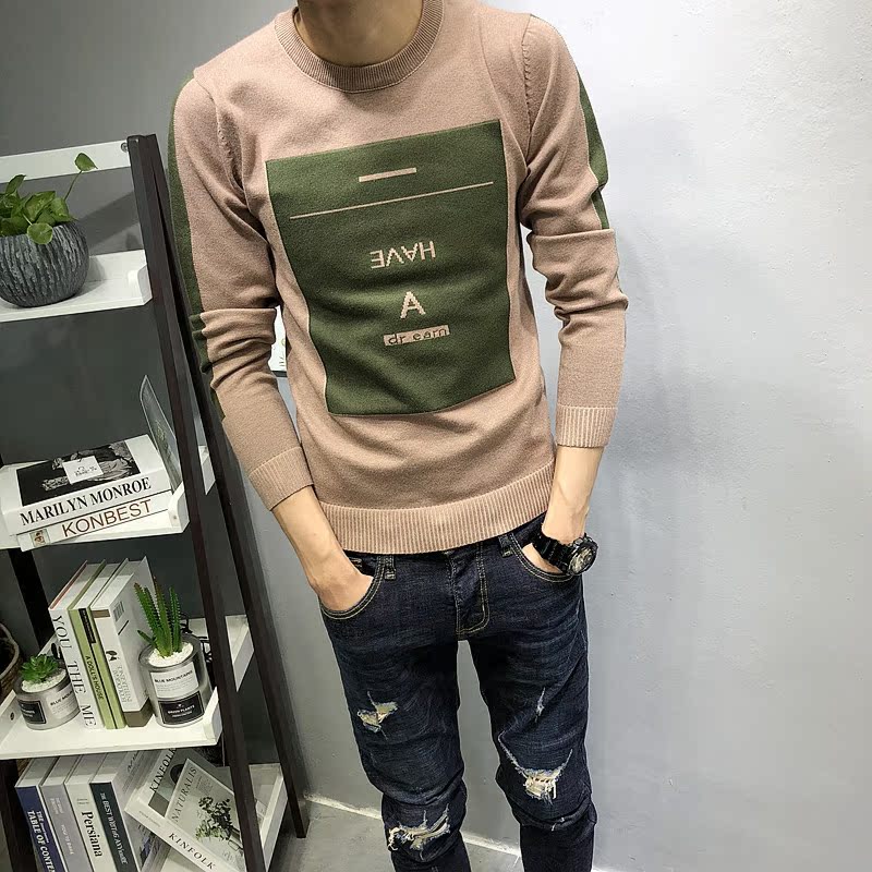 Ins có phong cách khí chất đa năng, hợp thời trang nam thu đông, tự luyện mới của Hàn Quốc, áo dài tay, áo len đáy ấm quần kaki nam